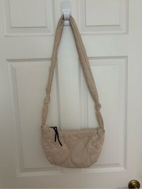 Street Level Quilted Beige Crossbody Shoulder Bag